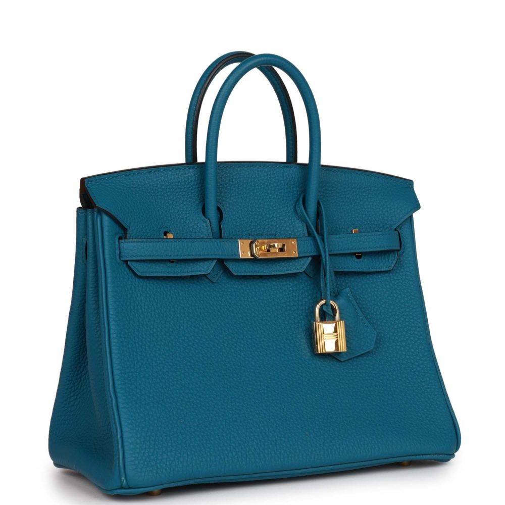Pre-owned Hermes Birkin 25 Cobalt Togo Gold Hardware - Image 2