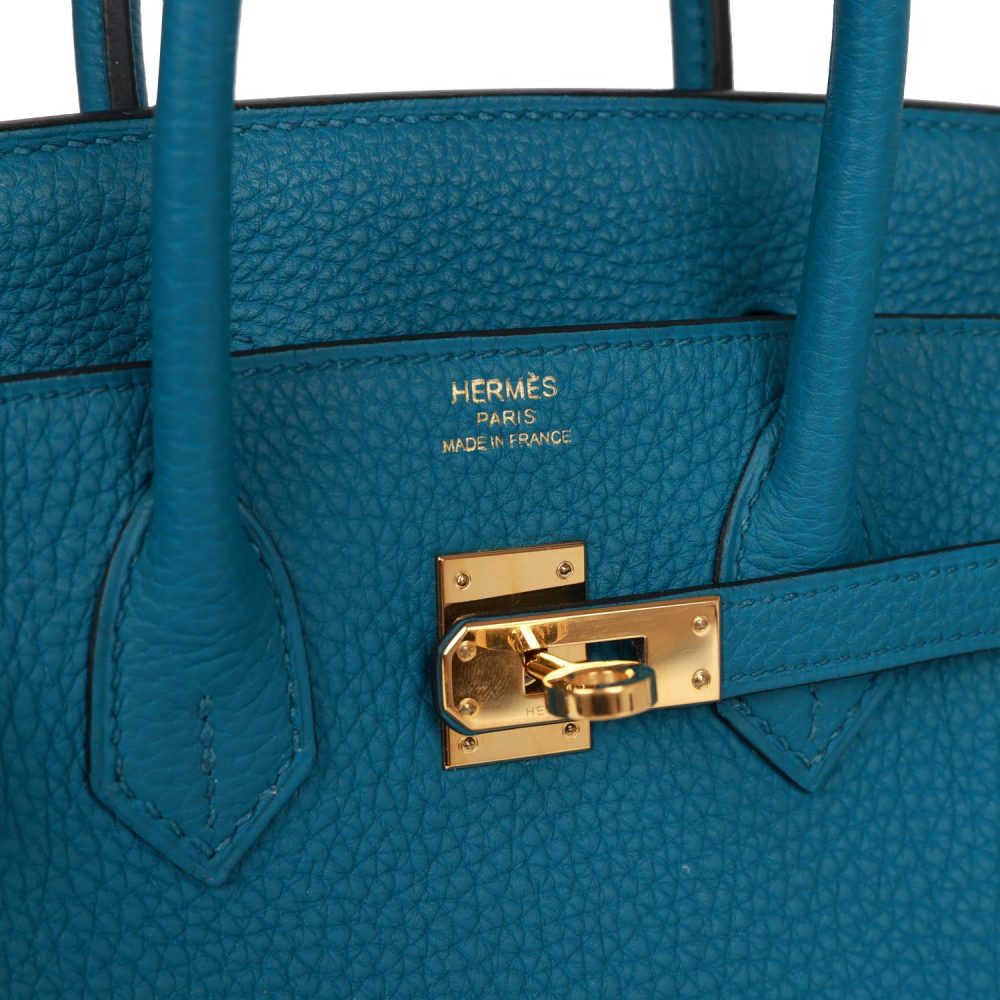 Pre-owned Hermes Birkin 25 Cobalt Togo Gold Hardware - Image 7