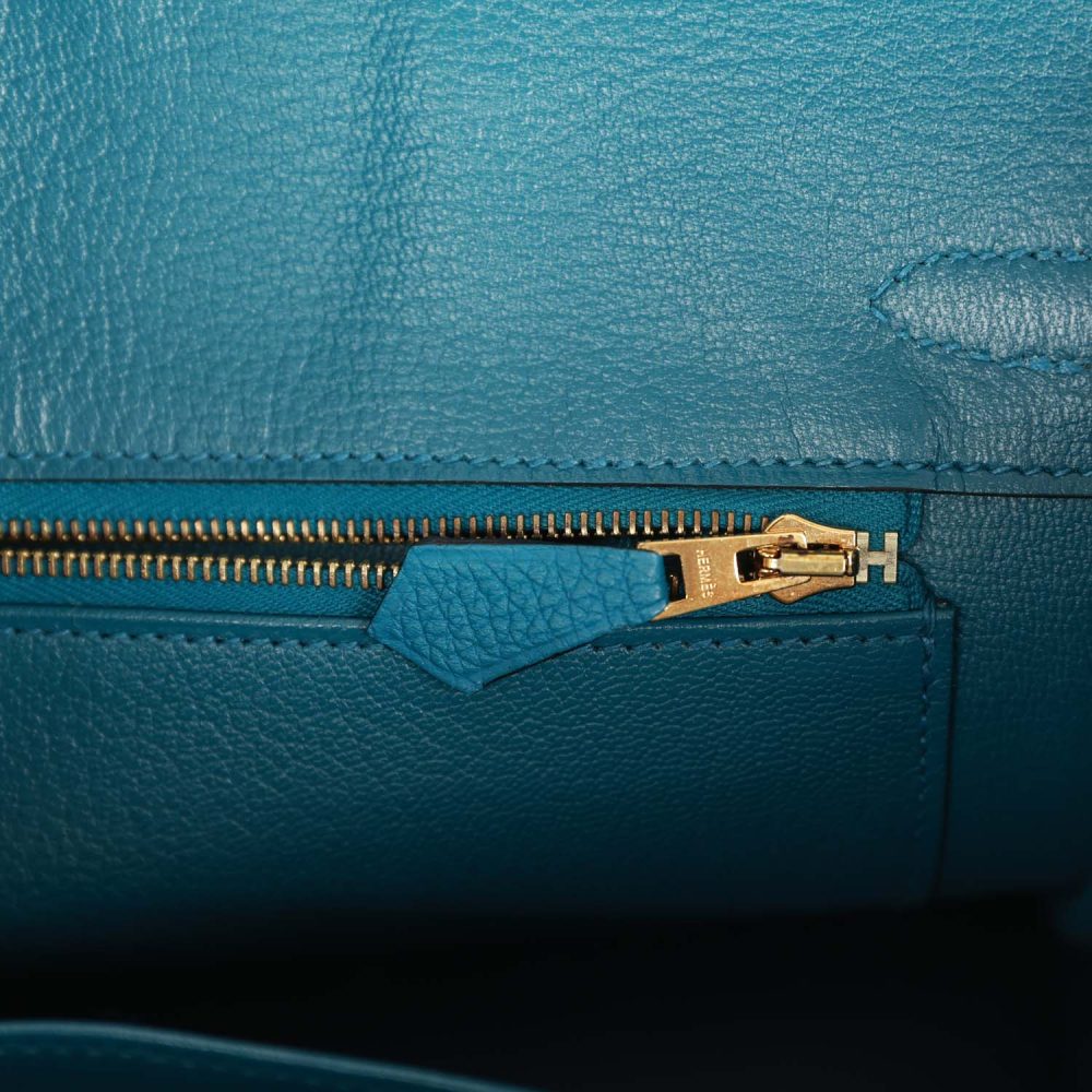 Pre-owned Hermes Birkin 25 Cobalt Togo Gold Hardware - Image 9