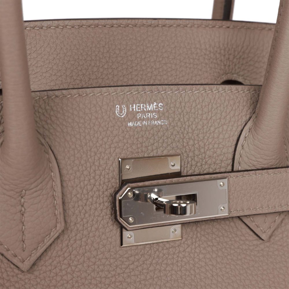 Pre-owned Hermes Special Order (HSS) Birkin 30 Gris Tourterelle and Craie Togo Palladium Hardware - Image 7