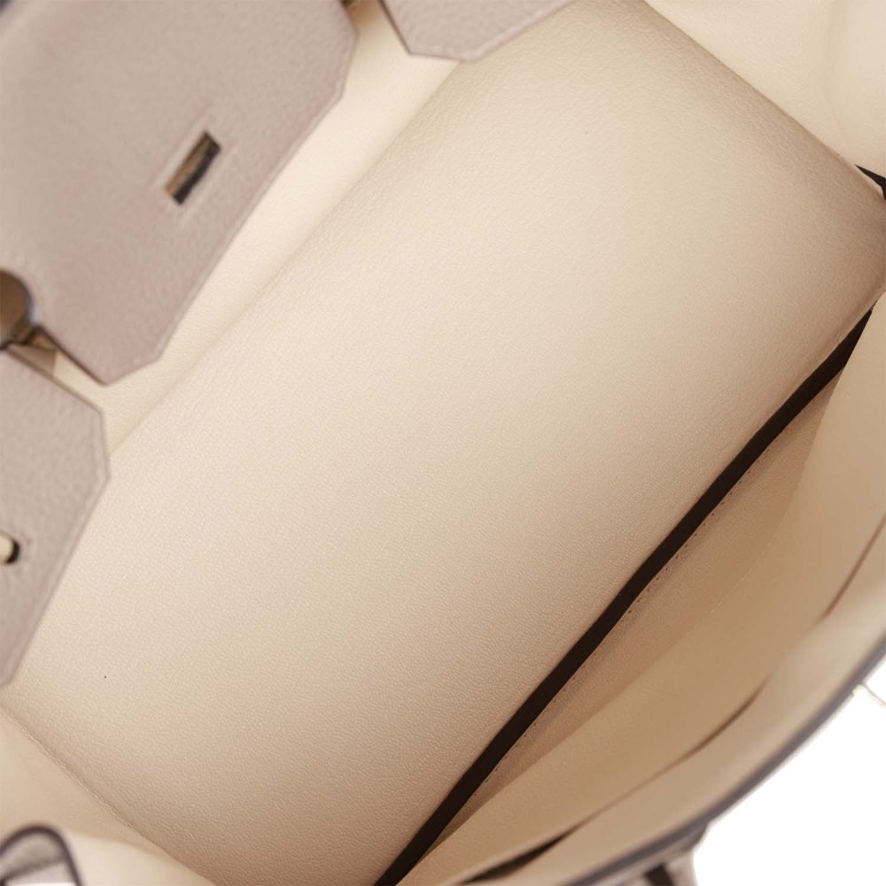 Pre-owned Hermes Special Order (HSS) Birkin 30 Gris Tourterelle and Craie Togo Palladium Hardware - Image 8