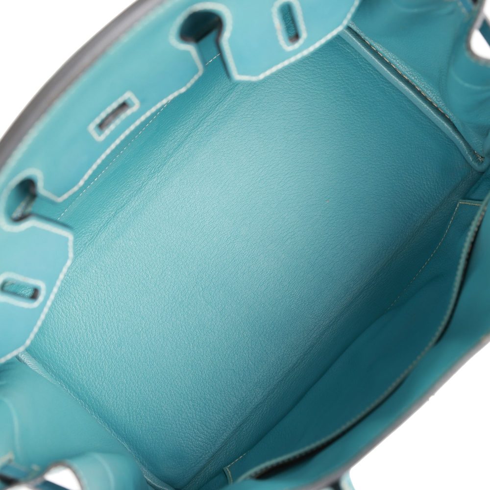 Vintage Hermes Birkin 30 Denim and Blue Jean Gulliver Palladium Hardware - Image 8