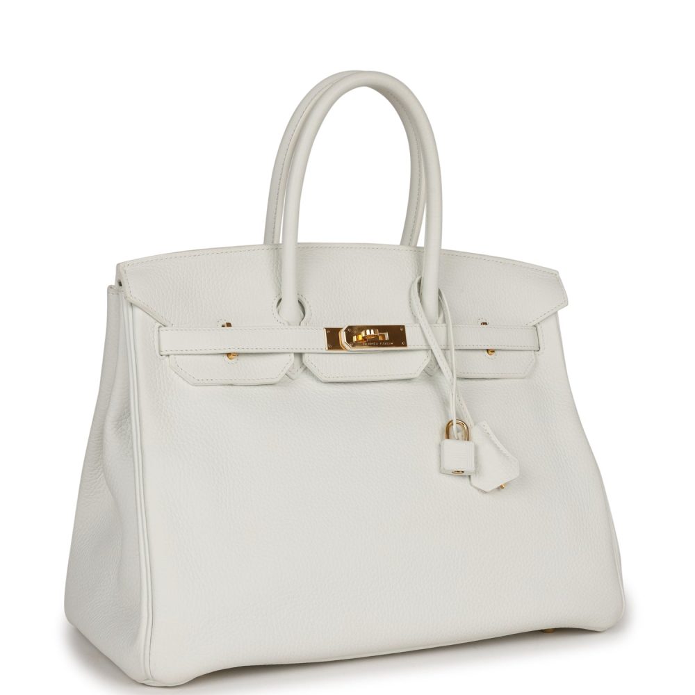 Pre-owned Hermes Birkin 35 White Clemence Gold Hardware - Image 2