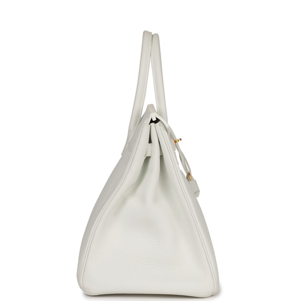 Pre-owned Hermes Birkin 35 White Clemence Gold Hardware - Image 3