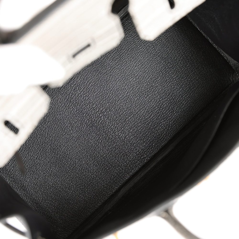 Hermes Special Order (HSS) Birkin 25 Gris Perle and Black Matte Alligator Mississippienis Brushed Gold Hardware - Image 8