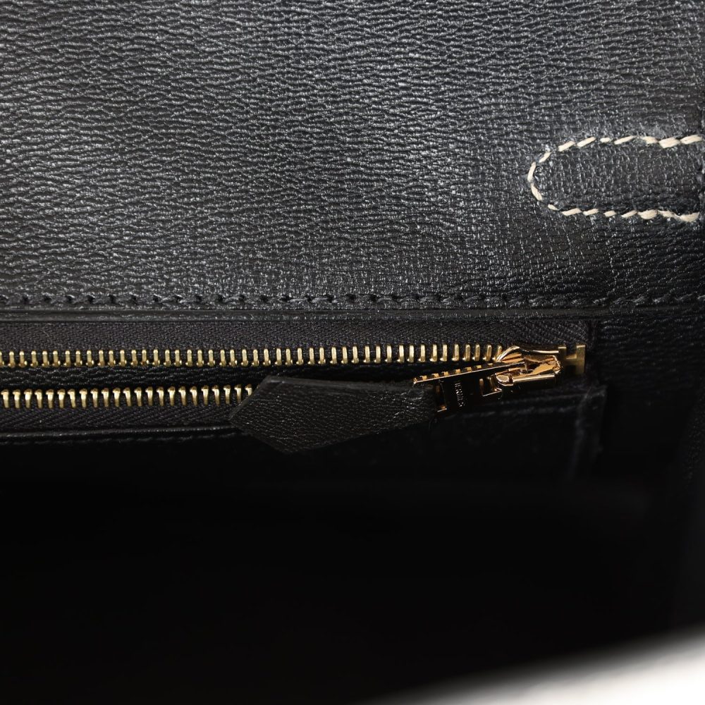 Hermes Special Order (HSS) Birkin 25 Gris Perle and Black Matte Alligator Mississippienis Brushed Gold Hardware - Image 9