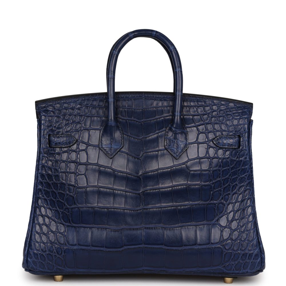 Hermes Birkin 25 Bleu Saphir Matte Alligator Gold Hardware - Image 4