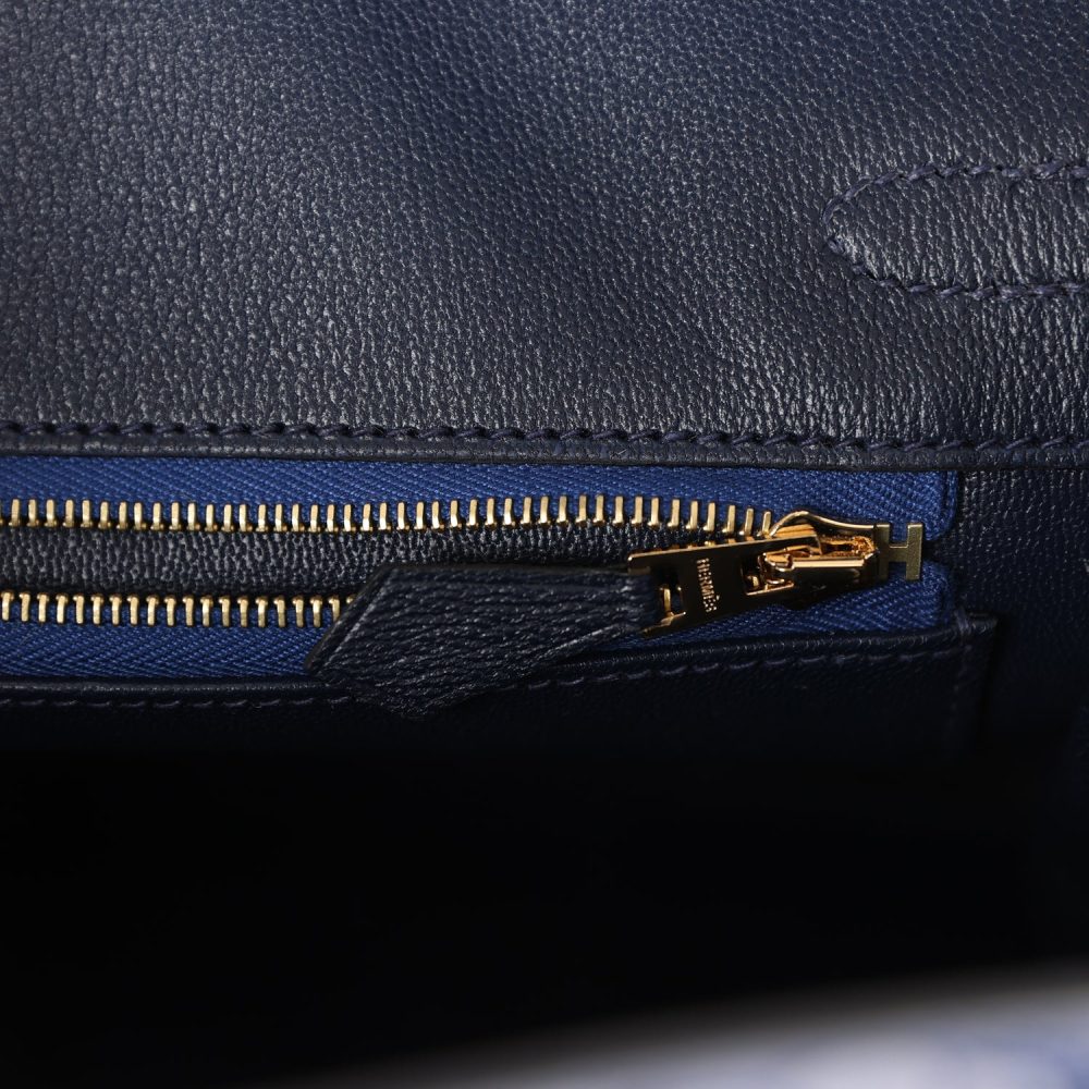 Hermes Birkin 25 Bleu Saphir Matte Alligator Gold Hardware - Image 9