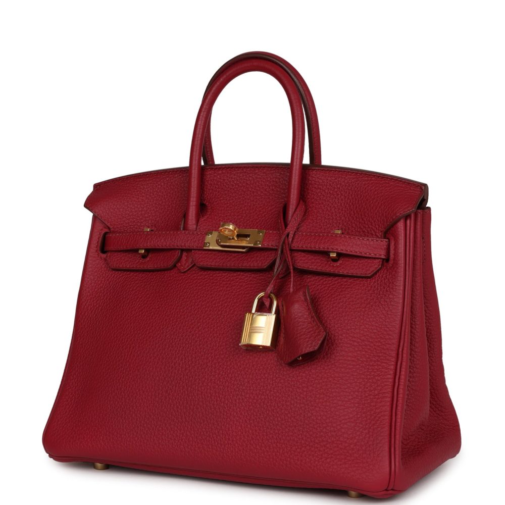 Pre-owned Hermes Birkin 25 Rubis Togo Gold Hardware - Image 5