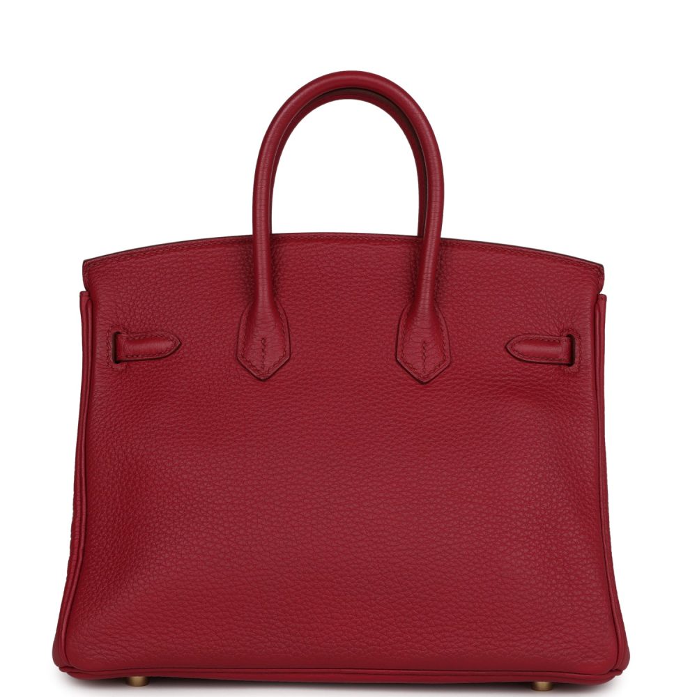 Pre-owned Hermes Birkin 25 Rubis Togo Gold Hardware - Image 4