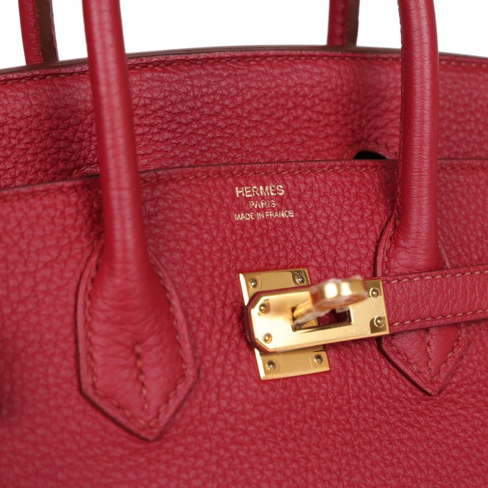 Pre-owned Hermes Birkin 25 Rubis Togo Gold Hardware - Image 7