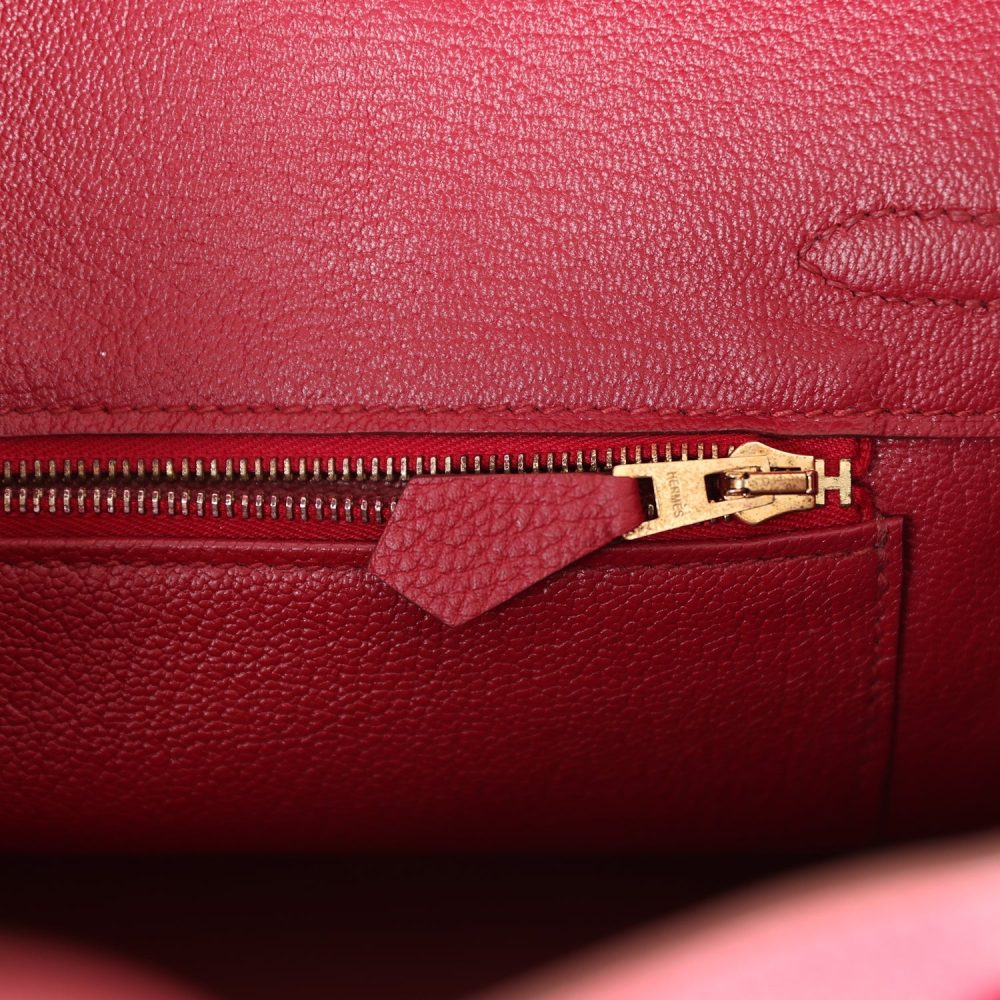 Pre-owned Hermes Birkin 25 Rubis Togo Gold Hardware - Image 9