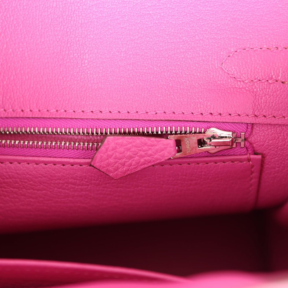 Pre-owned Hermes Birkin 25 Magnolia Togo Palladium Hardware - Image 9