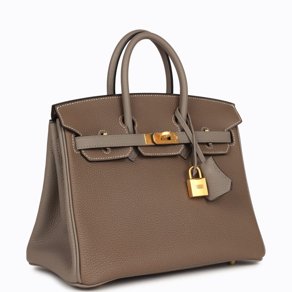 Hermes Special Order (HSS) Birkin 25 Etoupe and Etain Togo Brushed Gold Hardware - Image 2