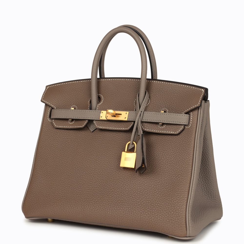 Hermes Special Order (HSS) Birkin 25 Etoupe and Etain Togo Brushed Gold Hardware - Image 5