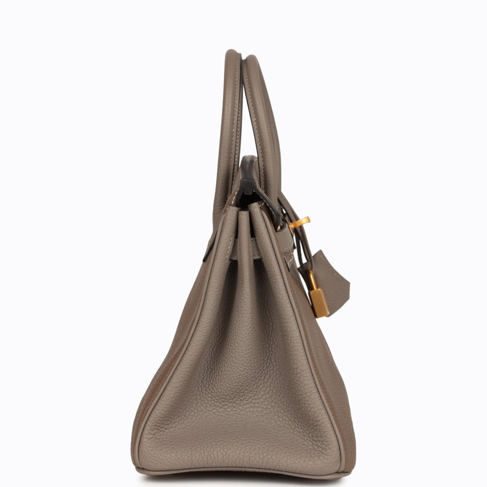 Hermes Special Order (HSS) Birkin 25 Etoupe and Etain Togo Brushed Gold Hardware - Image 3