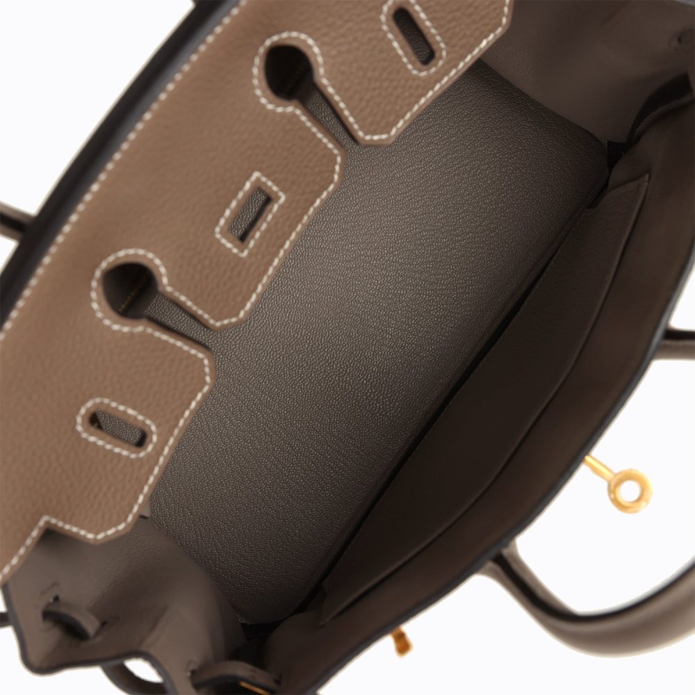 Hermes Special Order (HSS) Birkin 25 Etoupe and Etain Togo Brushed Gold Hardware - Image 8