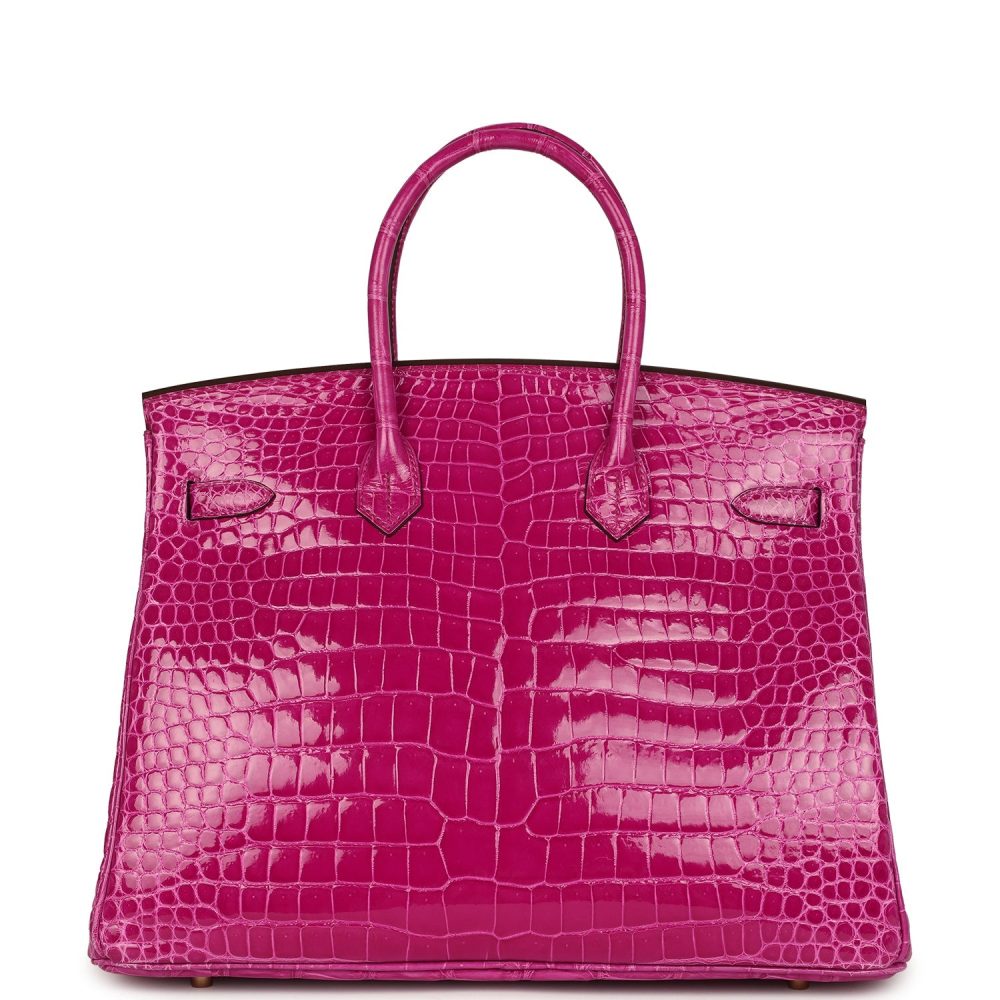 Hermes Birkin 35 Rose Scheherazade Shiny Porosus Crocodile Gold Hardware - Image 4