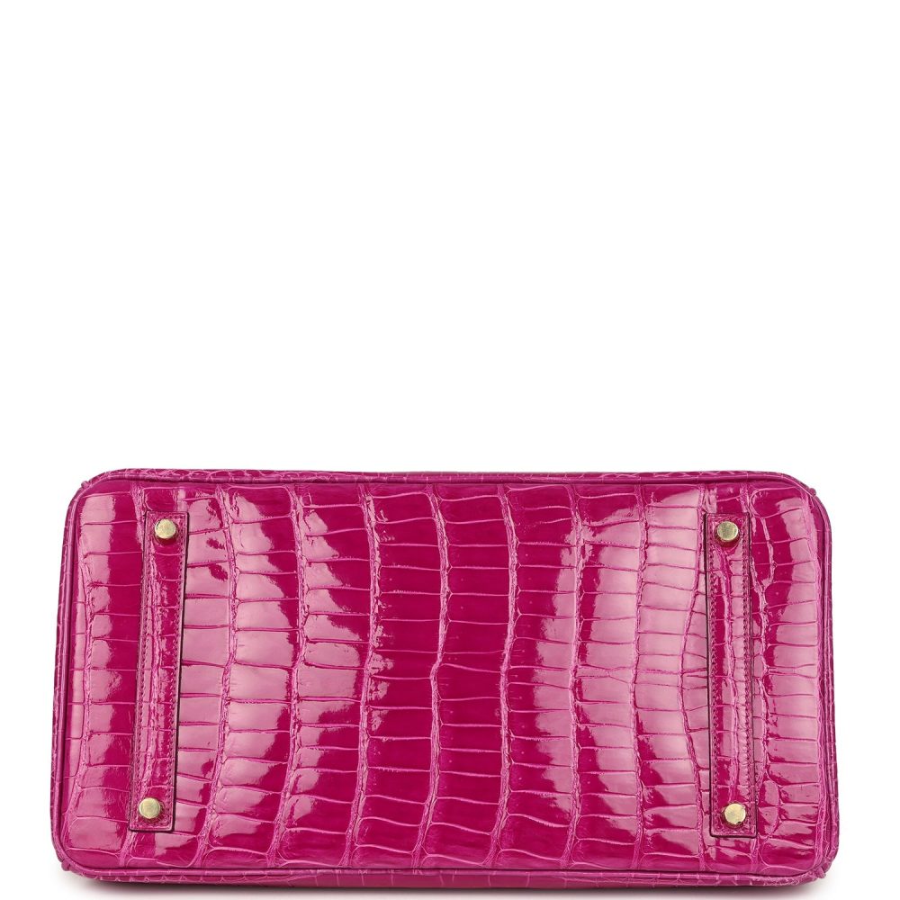 Hermes Birkin 35 Rose Scheherazade Shiny Porosus Crocodile Gold Hardware - Image 6