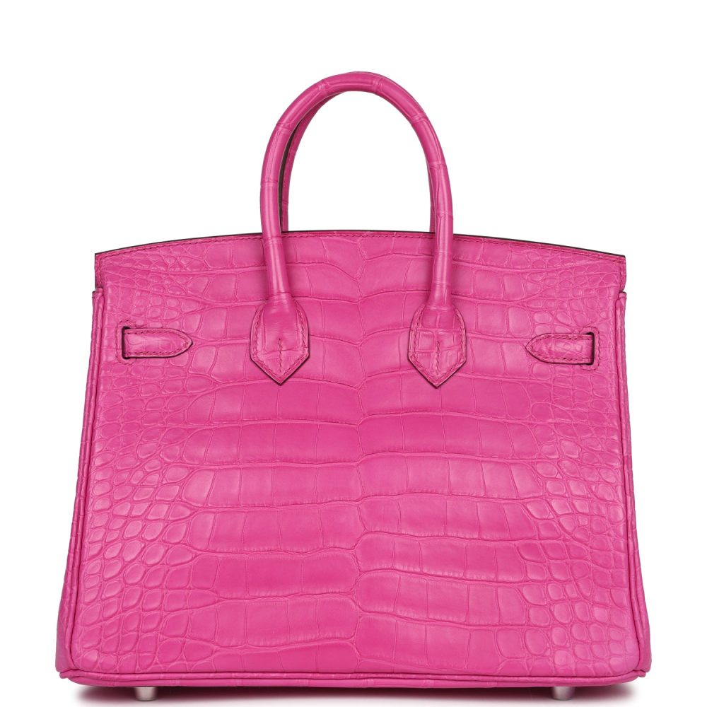 Hermes Birkin 25 Rose Shocking Matte Alligator Palladium Hardware - Image 4