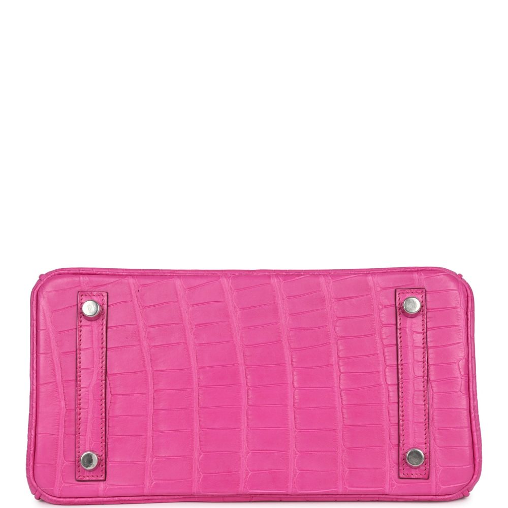 Hermes Birkin 25 Rose Shocking Matte Alligator Palladium Hardware - Image 6