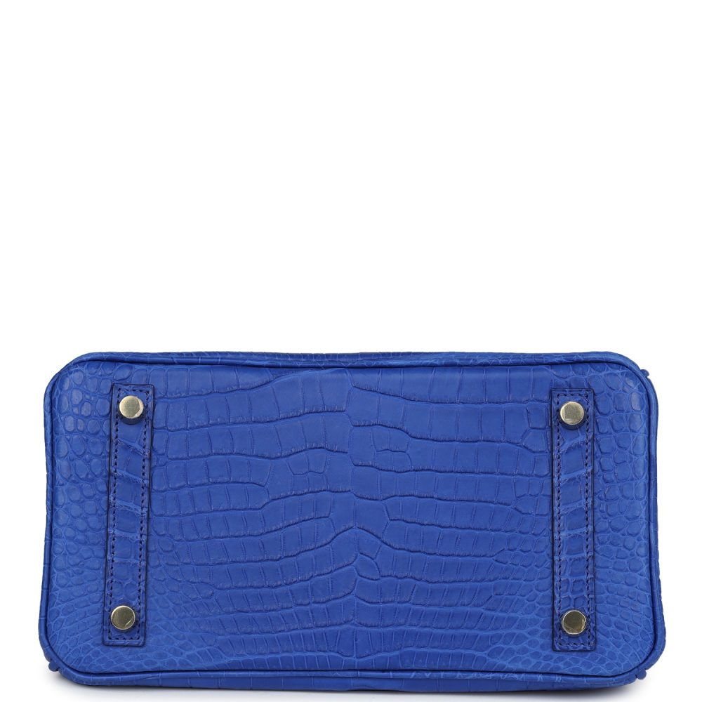 Hermes Birkin 25 Bleu Royal Matte Porosus Crocodile Gold Hardware - Image 6