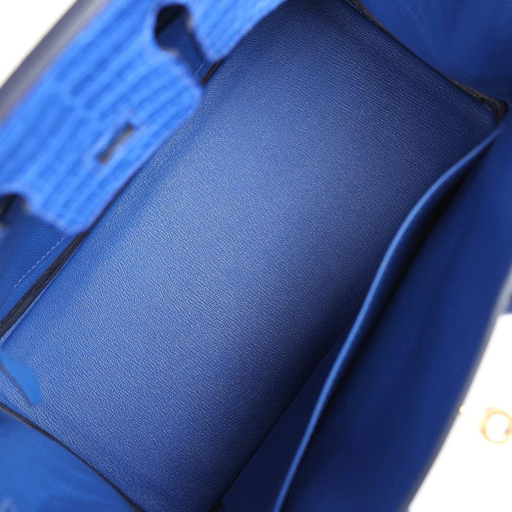 Hermes Birkin 25 Bleu Royal Matte Porosus Crocodile Gold Hardware - Image 8