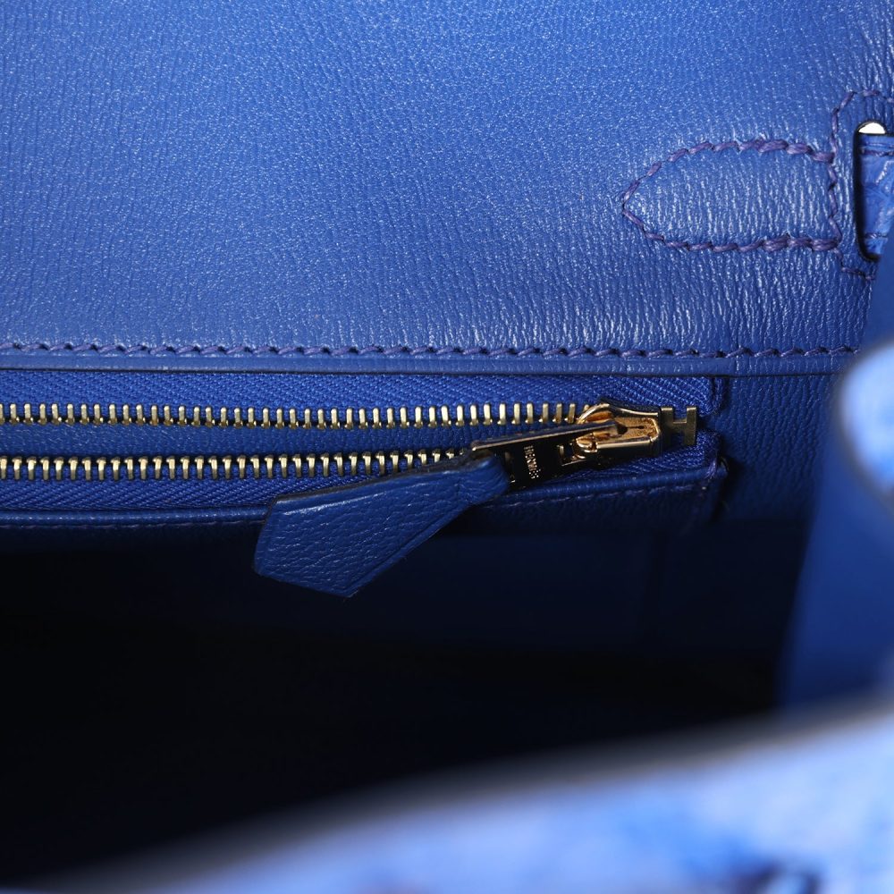Hermes Birkin 25 Bleu Royal Matte Porosus Crocodile Gold Hardware - Image 9