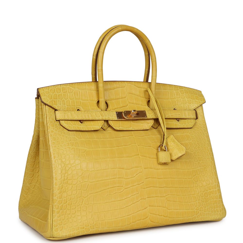 Hermes Birkin 35 Mimosa Matte Porosus Crocodile Gold Hardware - Image 2
