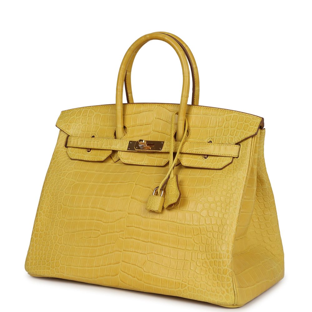 Hermes Birkin 35 Mimosa Matte Porosus Crocodile Gold Hardware - Image 5