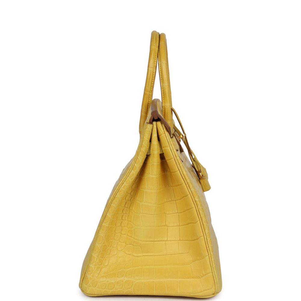 Hermes Birkin 35 Mimosa Matte Porosus Crocodile Gold Hardware - Image 3