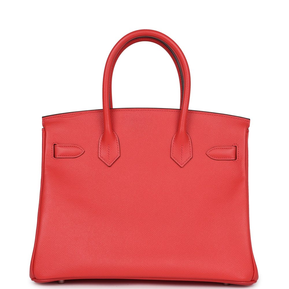 Pre-owned Hermes Birkin 30 Rose Jaipur Epsom Palladium Hardware - Image 4