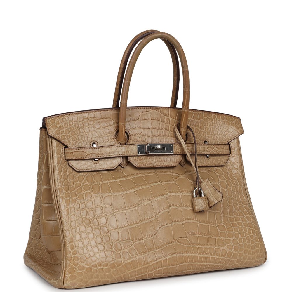 Pre-owned Hermes Birkin 35 Poussiere Matte Alligator Palladium Hardware - Image 2
