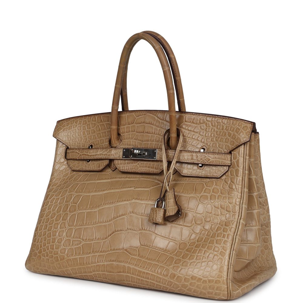 Pre-owned Hermes Birkin 35 Poussiere Matte Alligator Palladium Hardware - Image 5