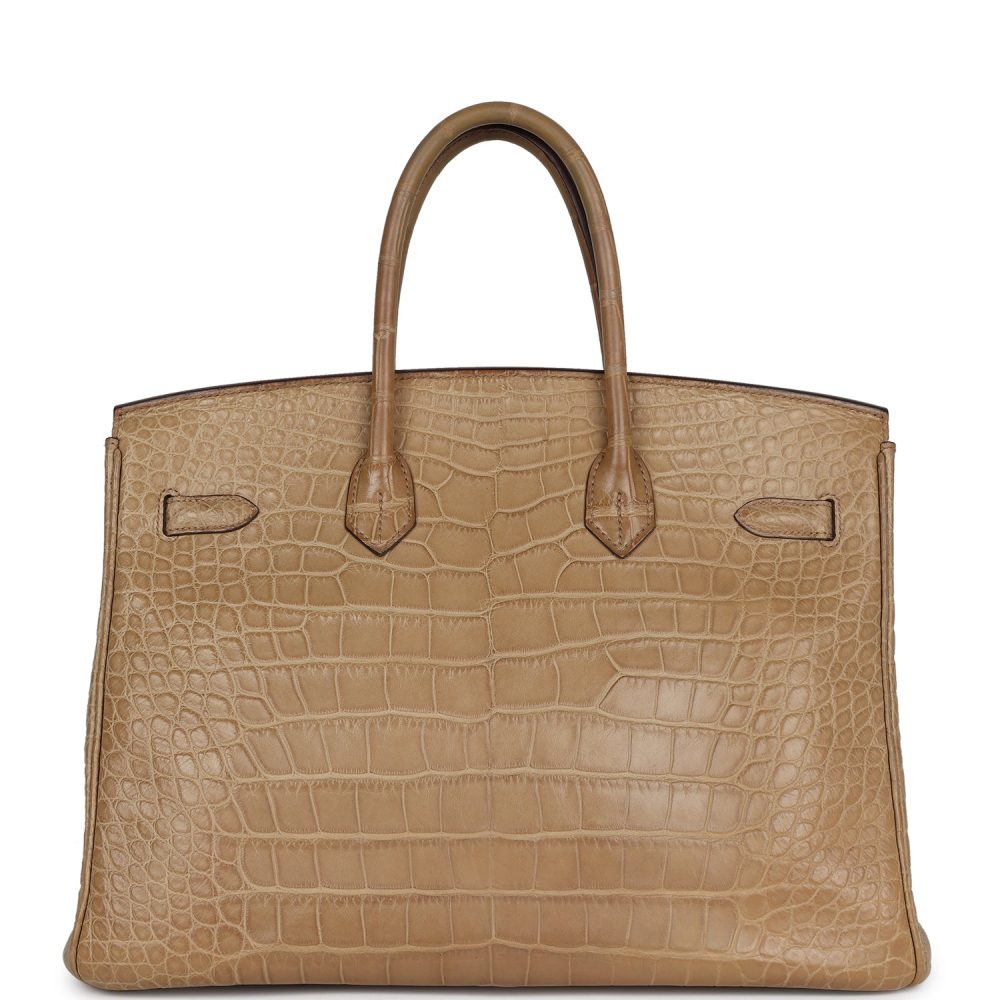 Pre-owned Hermes Birkin 35 Poussiere Matte Alligator Palladium Hardware - Image 4