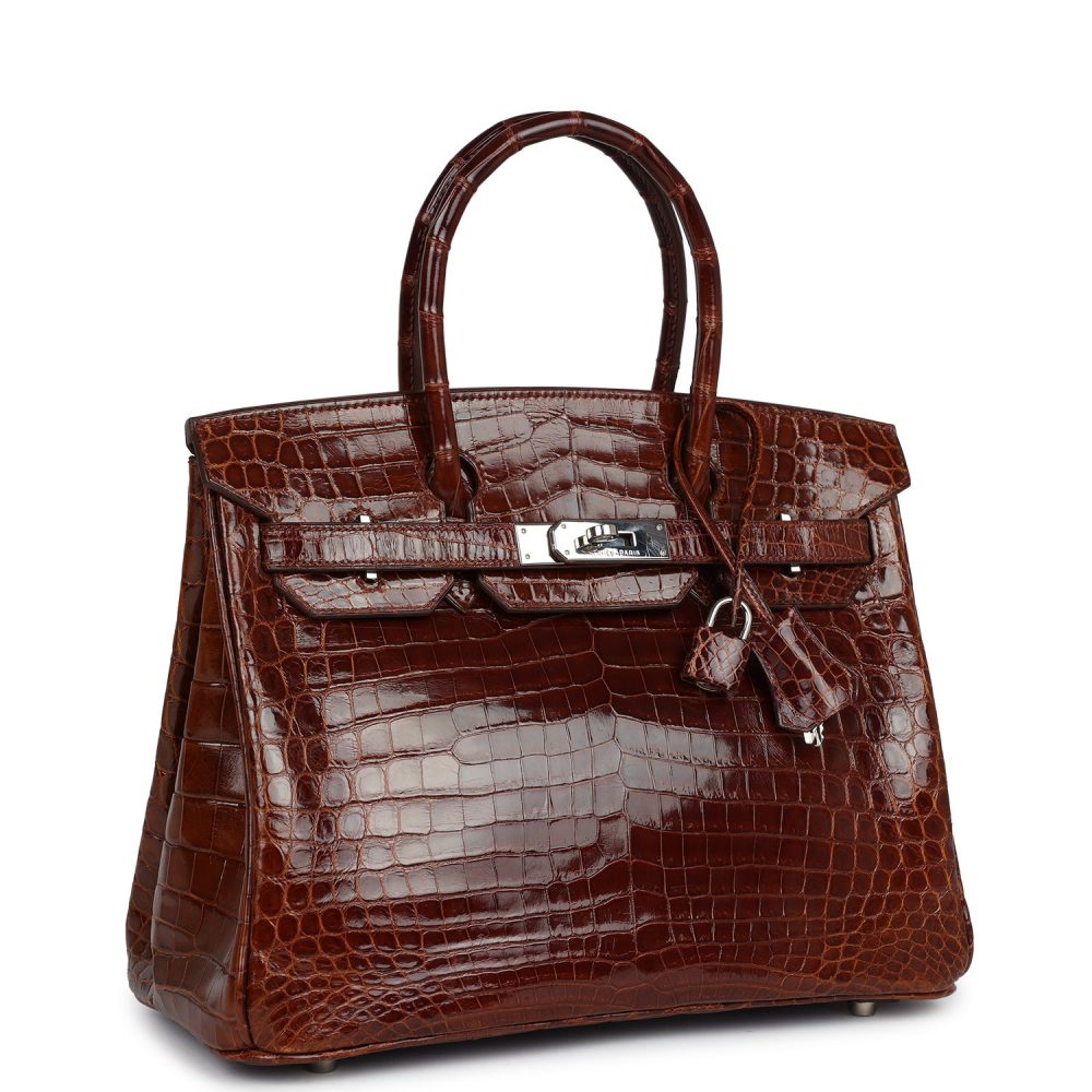Pre-owned Hermes Birkin 30 Miel Shiny Niloticus Crocodile Palladium Hardware - Image 2