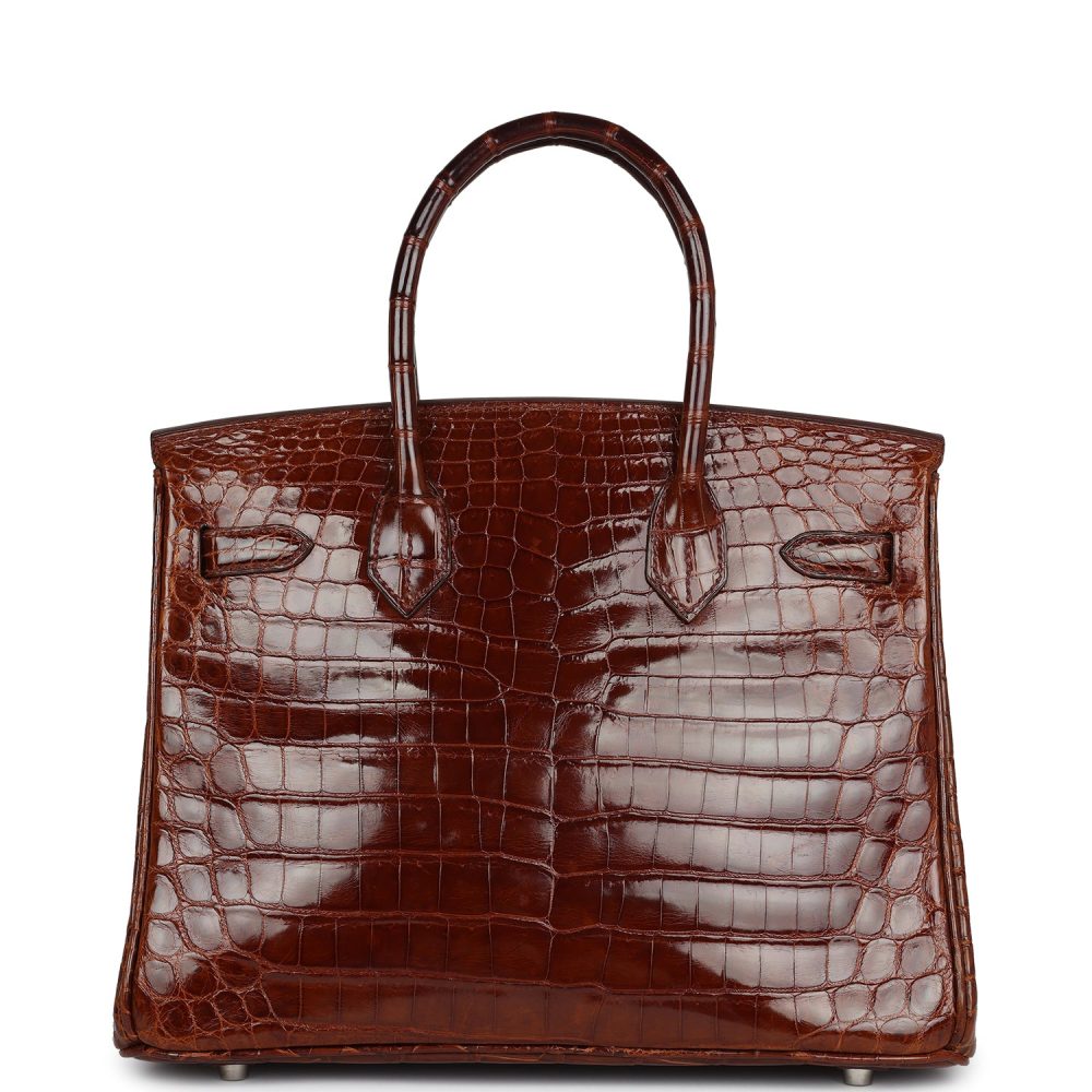 Pre-owned Hermes Birkin 30 Miel Shiny Niloticus Crocodile Palladium Hardware - Image 4