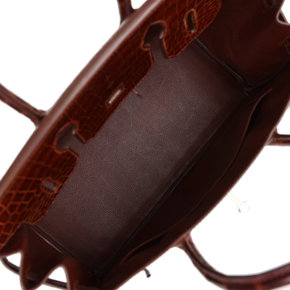 Pre-owned Hermes Birkin 30 Miel Shiny Niloticus Crocodile Palladium Hardware - Image 8