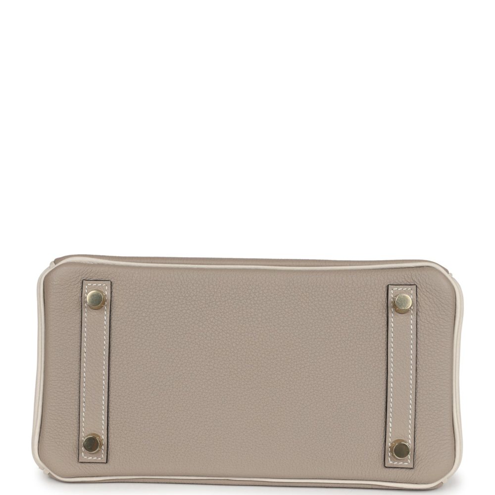 Hermes Special Order (HSS) Birkin 25 Gris Tourterelle and Craie Togo Brushed Gold Hardware - Image 6