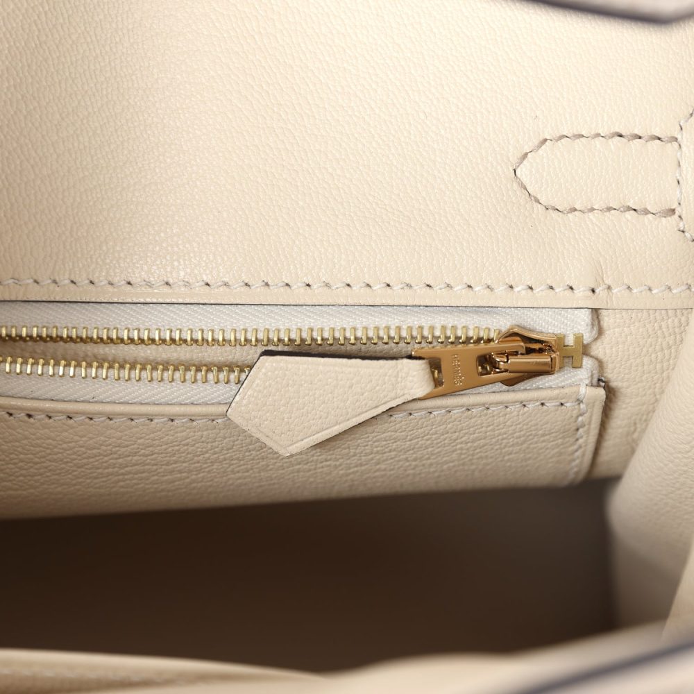 Hermes Special Order (HSS) Birkin 25 Gris Tourterelle and Craie Togo Brushed Gold Hardware - Image 9