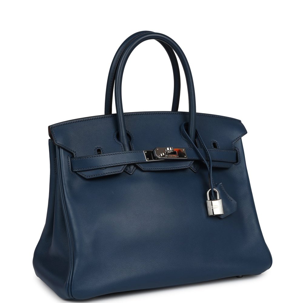 Pre-owned Hermes Birkin 30 Deep Bleu Swift Palladium Hardware - Image 2