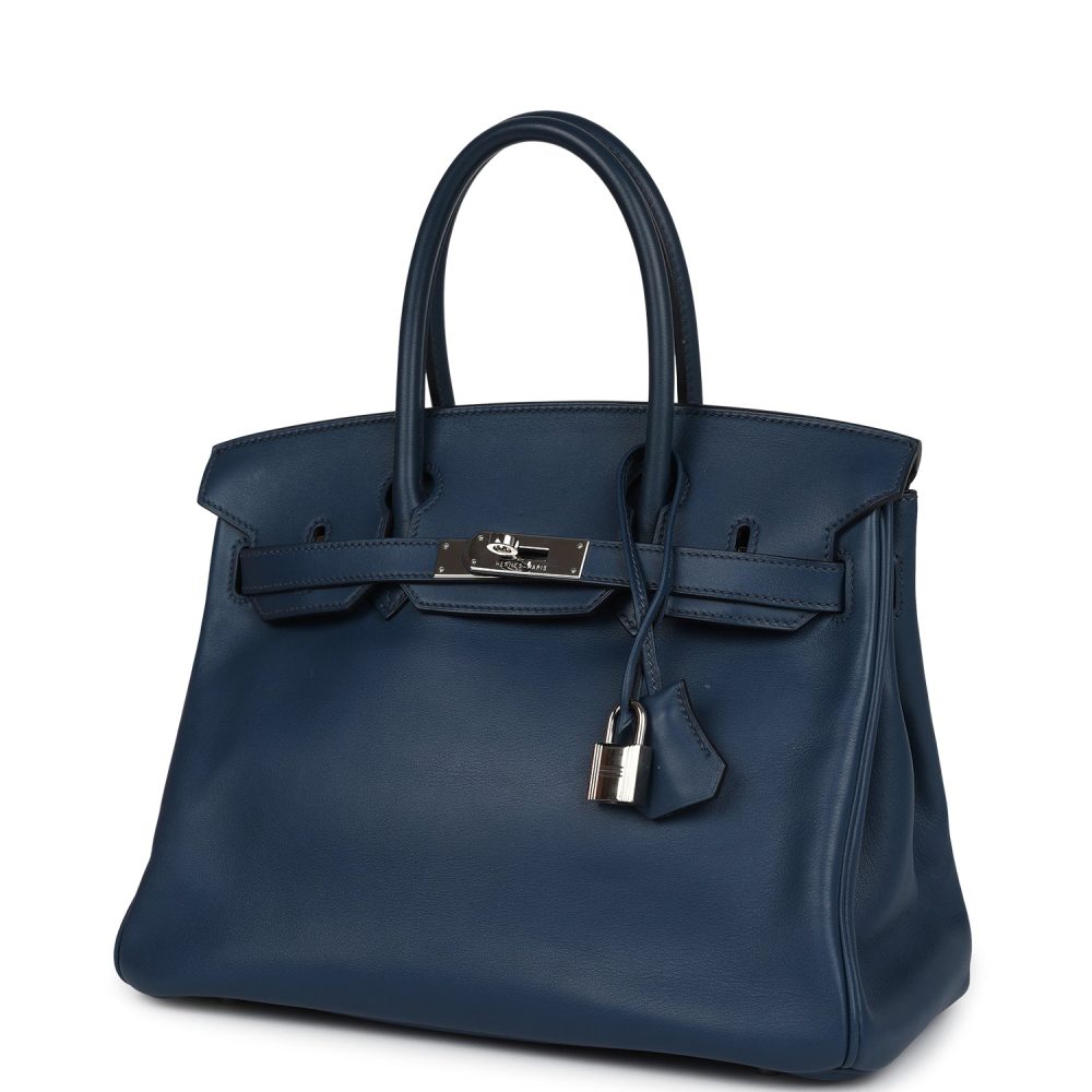Pre-owned Hermes Birkin 30 Deep Bleu Swift Palladium Hardware - Image 3
