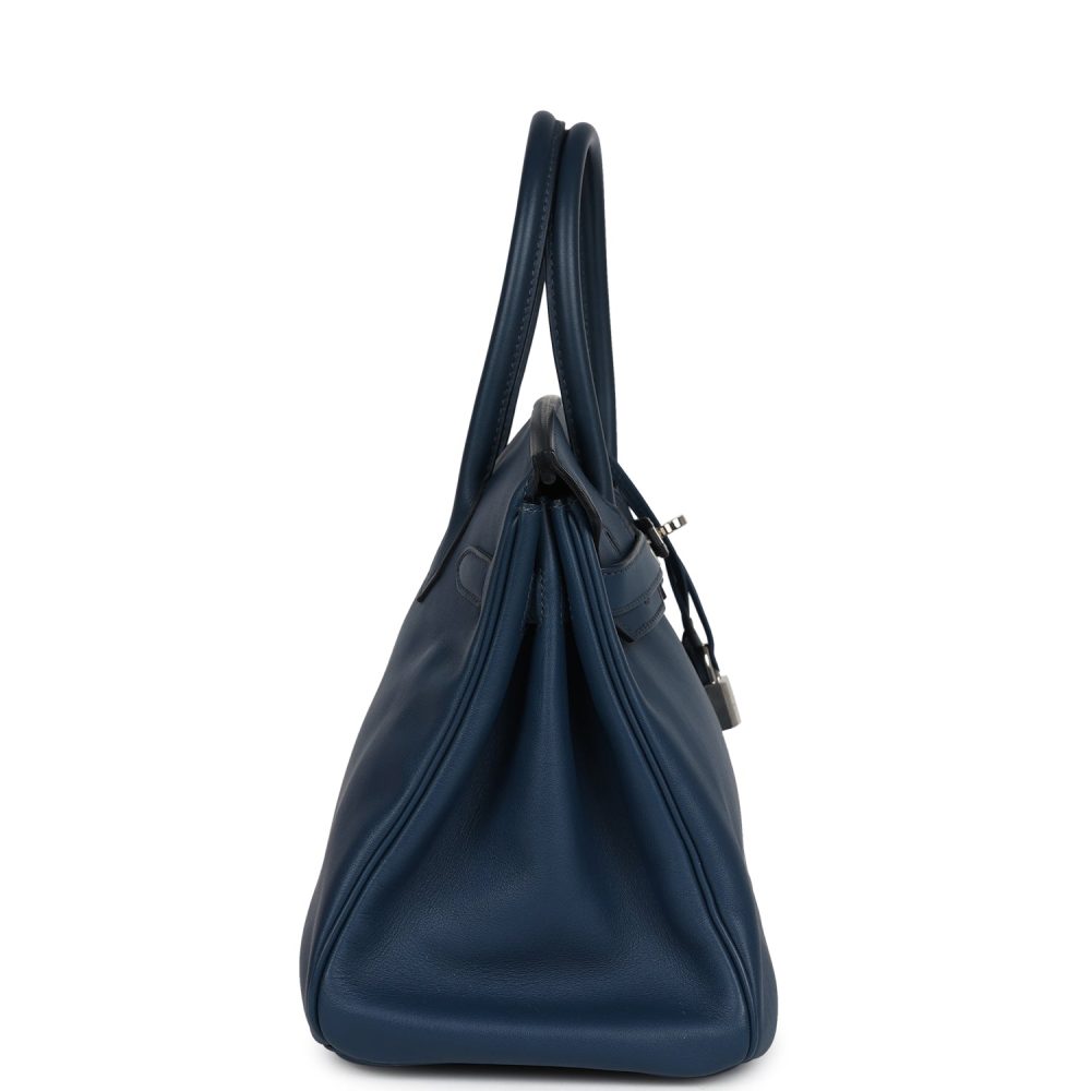 Pre-owned Hermes Birkin 30 Deep Bleu Swift Palladium Hardware - Image 4