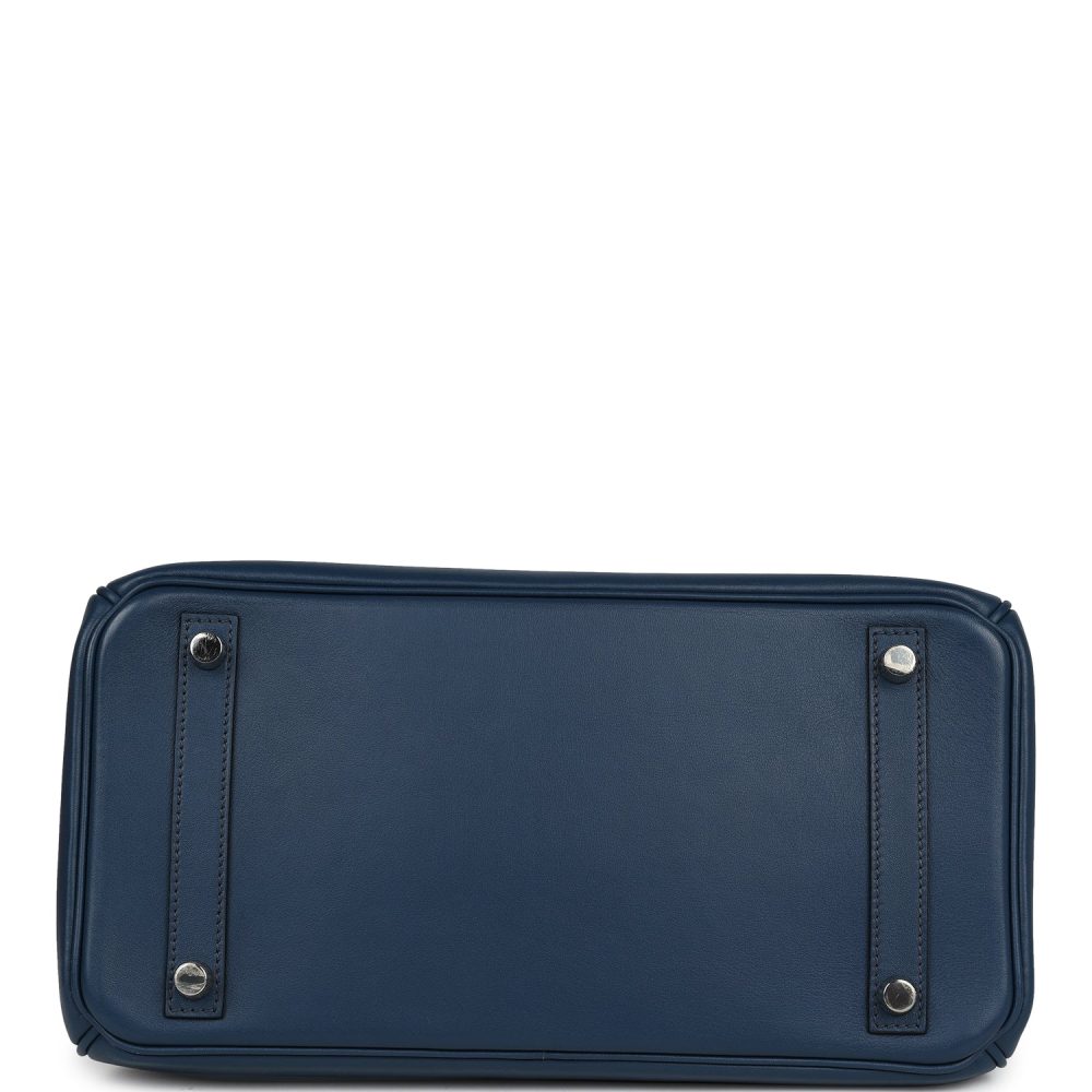 Pre-owned Hermes Birkin 30 Deep Bleu Swift Palladium Hardware - Image 6