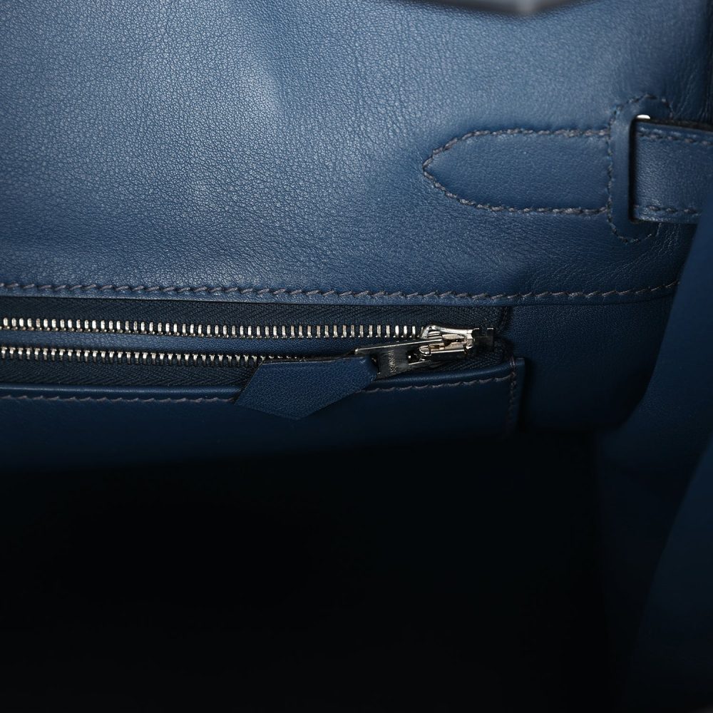 Pre-owned Hermes Birkin 30 Deep Bleu Swift Palladium Hardware - Image 9