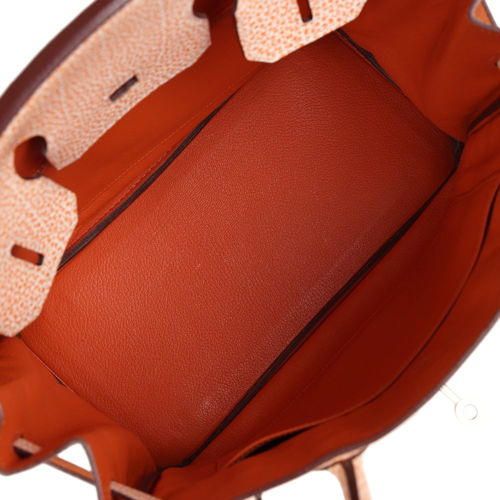 Vintage Hermes Birkin 30 Orange Dalmatian Buffalo Palladium Hardware - Image 7