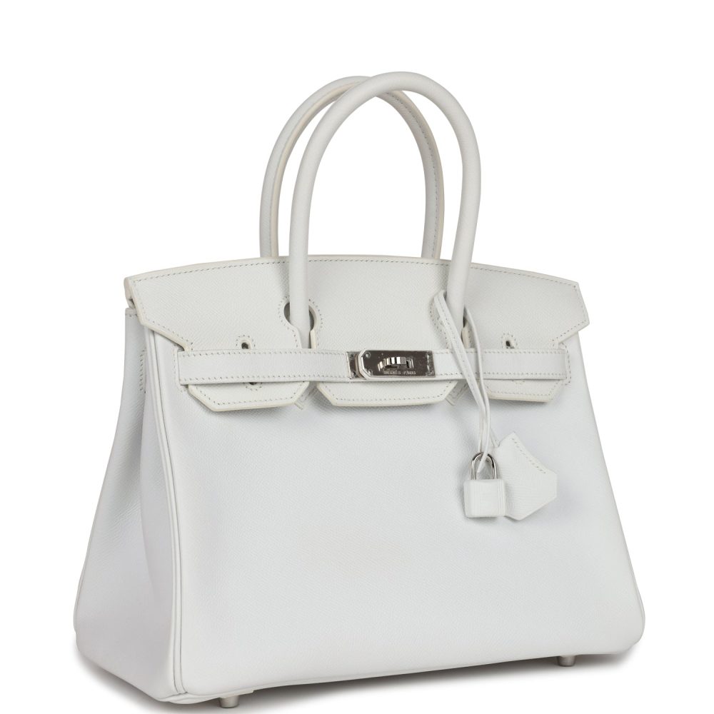 Pre-owned Hermes Birkin 30 White Epsom Palladium Hardware - Image 2