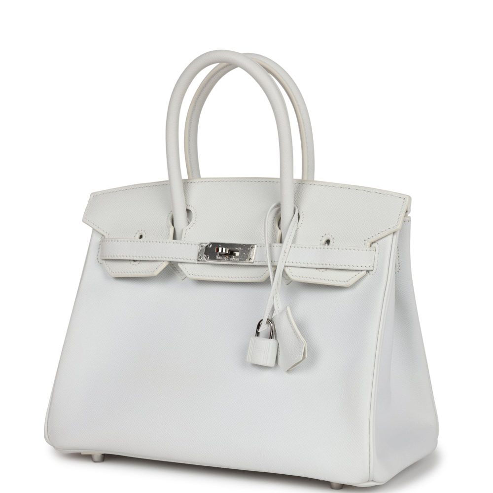 Pre-owned Hermes Birkin 30 White Epsom Palladium Hardware - Image 5