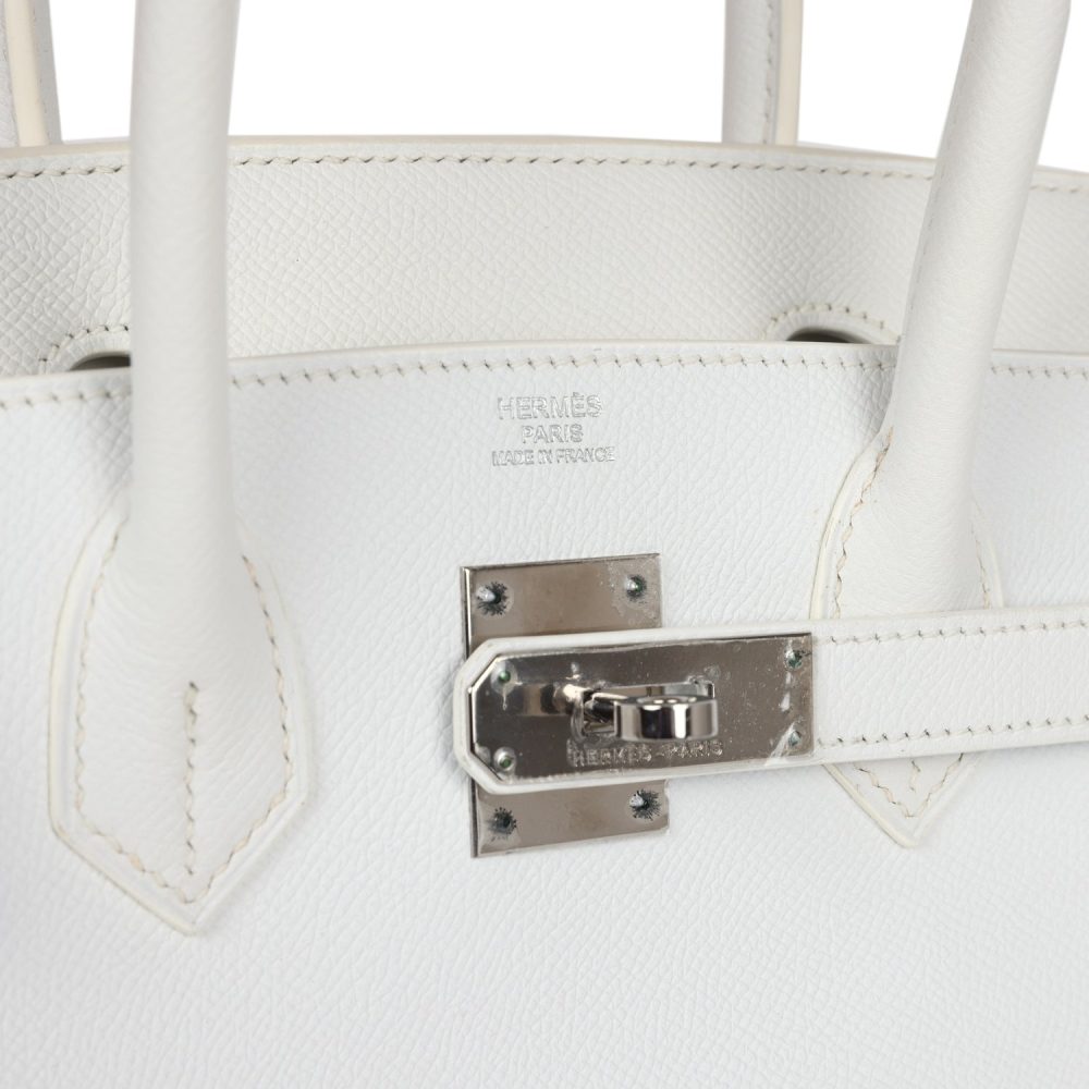 Pre-owned Hermes Birkin 30 White Epsom Palladium Hardware - Image 7