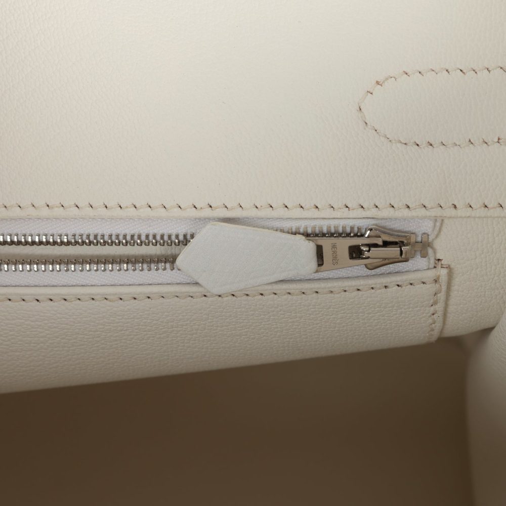 Pre-owned Hermes Birkin 30 White Epsom Palladium Hardware - Image 9